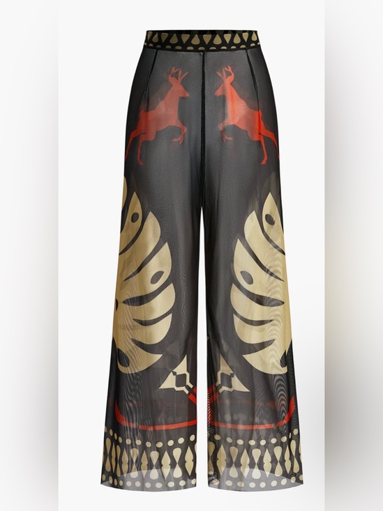 Commense Other - Commense Sheer Wide-Leg Coverup Pants in Black, Gold and Red